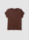Brown short-sleeved stretch viscose T-shirt_4