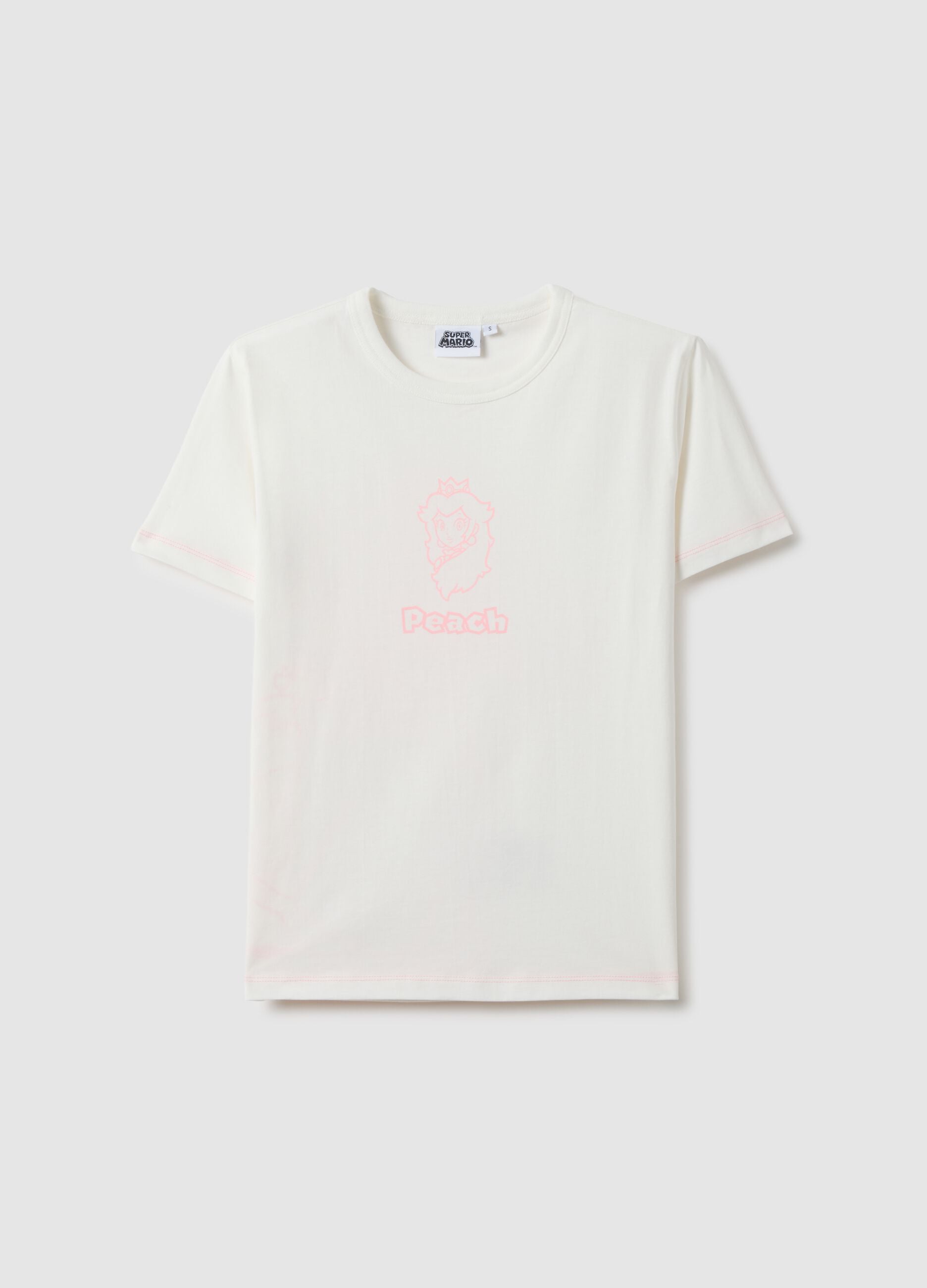 White pure cotton regular fit t-shirt with print