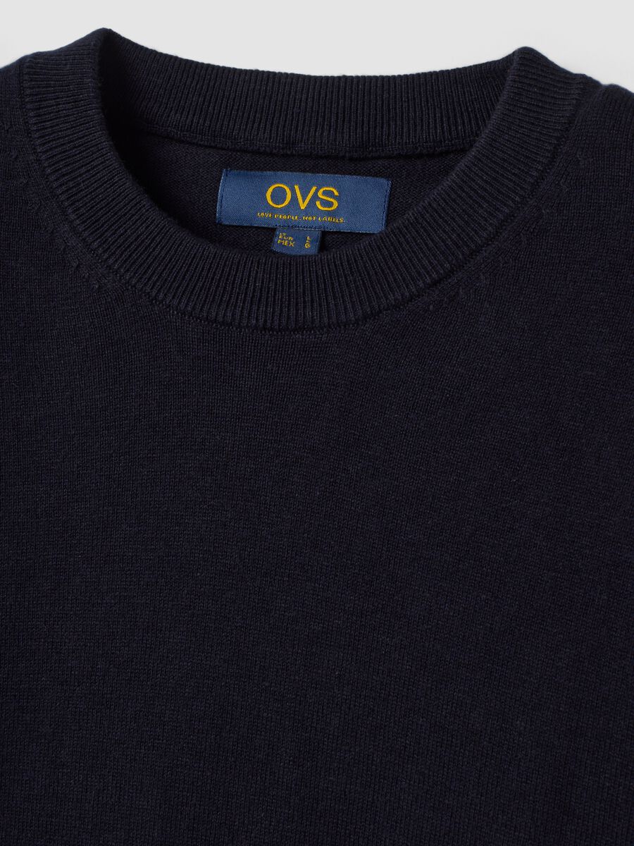 Blue cotton and cashmere blend crew-neck jumper_1