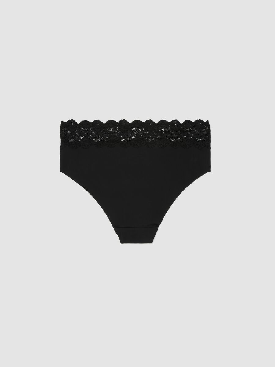 Black stretch microfibre briefs with lace_5