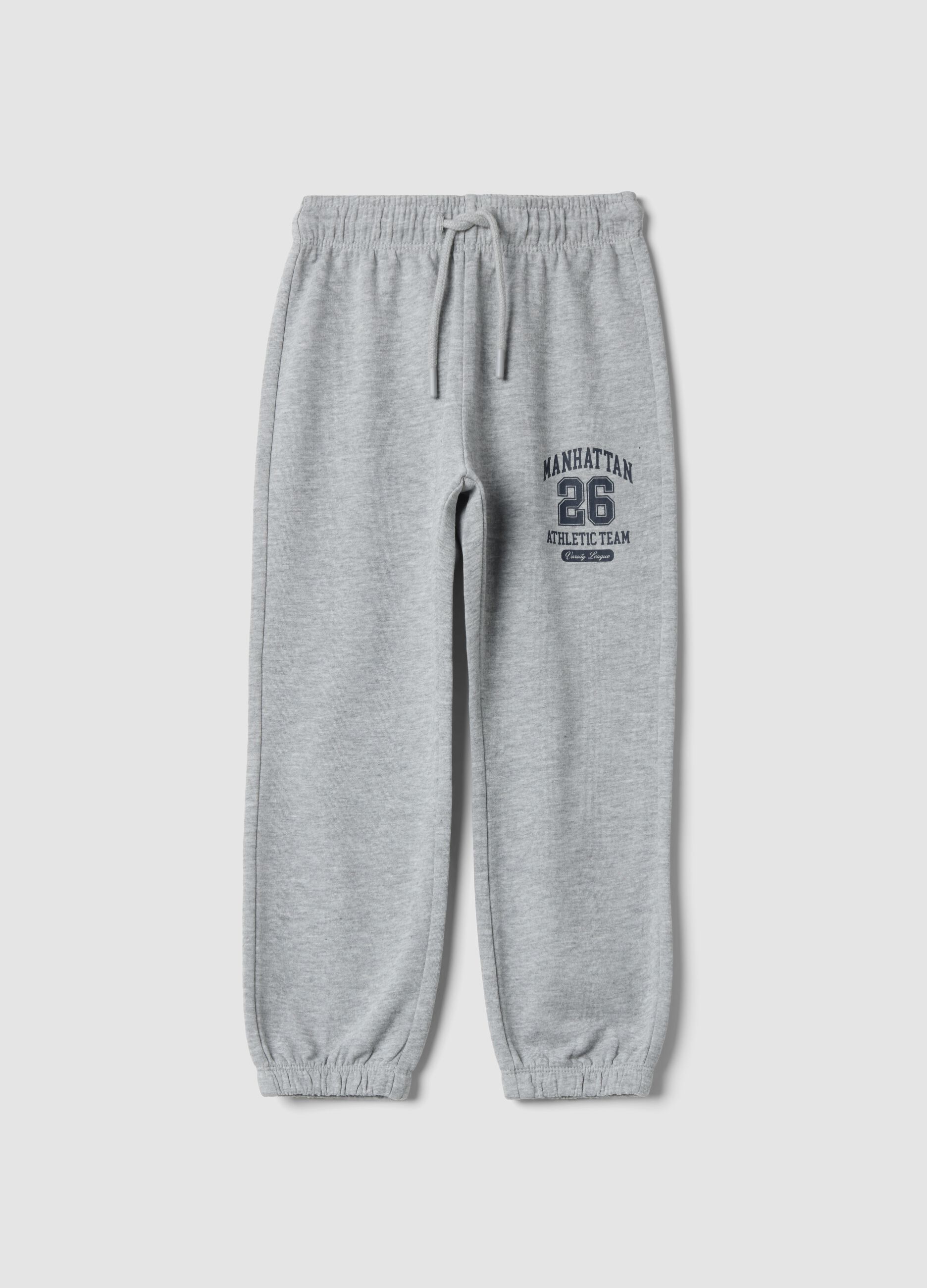 Grey pure cotton joggers with print