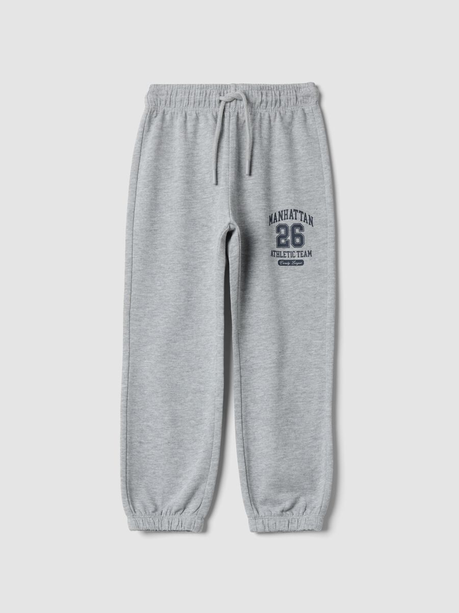 Grey pure cotton joggers with print_0