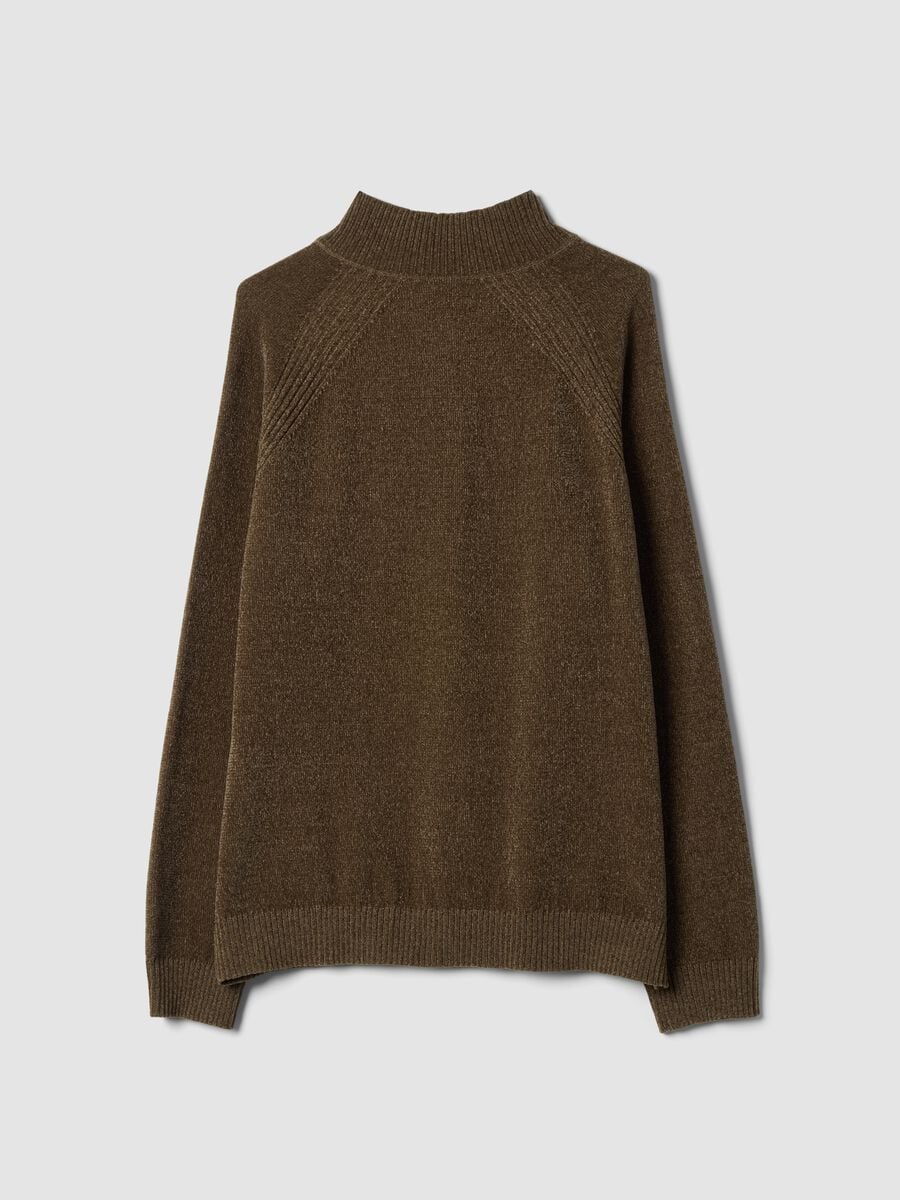 Beige full-zip cardigan with collar, regular fit_6