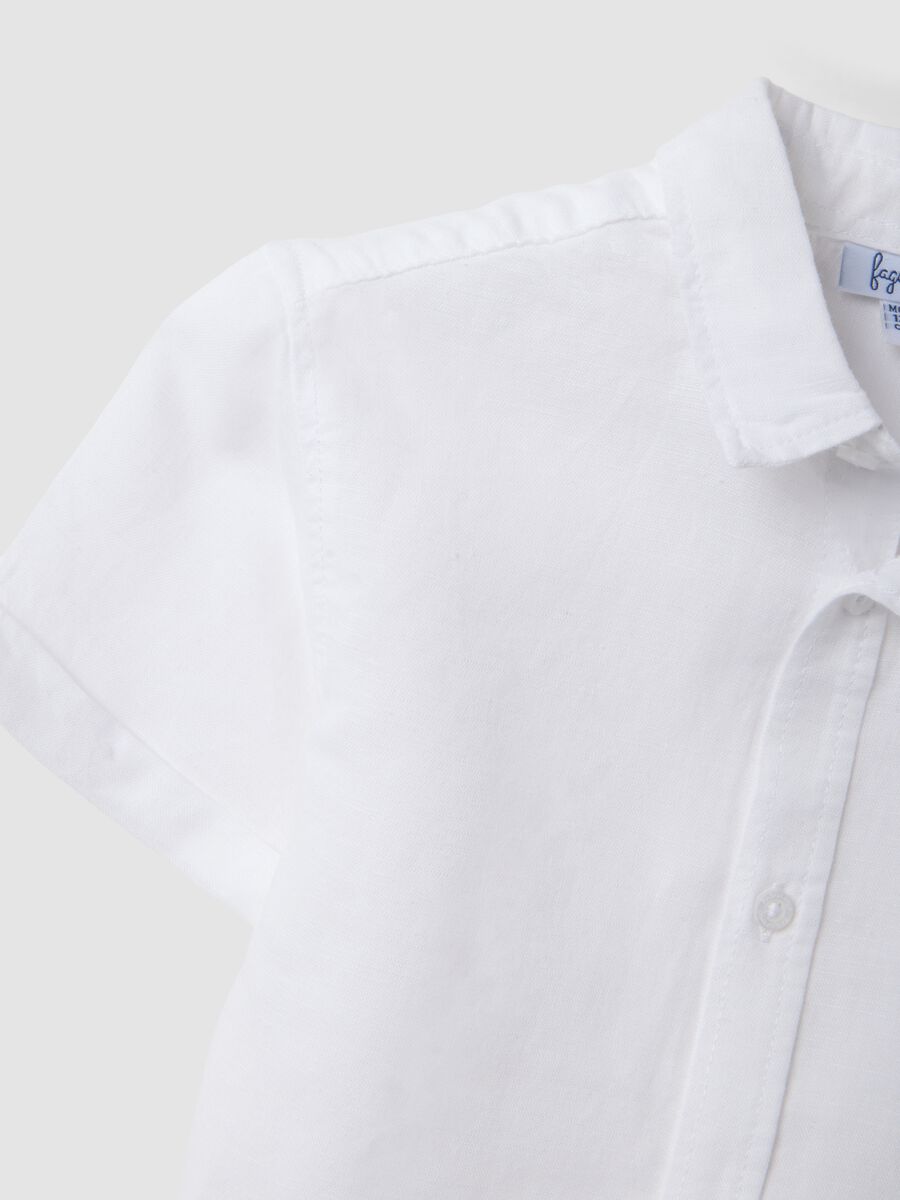 Camicia in misto lino e cotone bianca da bimbo regular fit_3