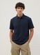 Blue short-sleeved stretch polo shirt_2