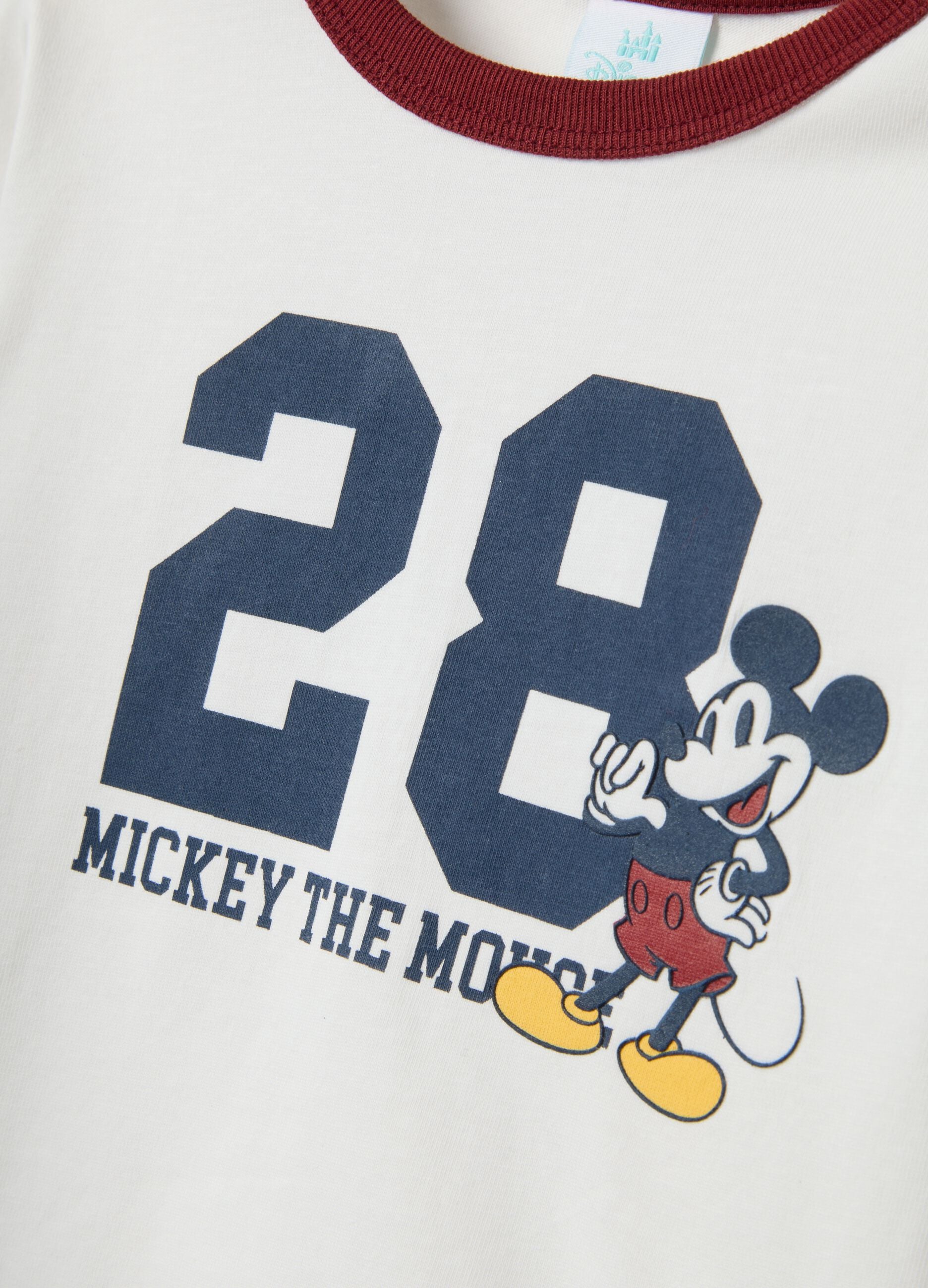 Children's white pure cotton regular fit t-shirt with Mickey Mouse