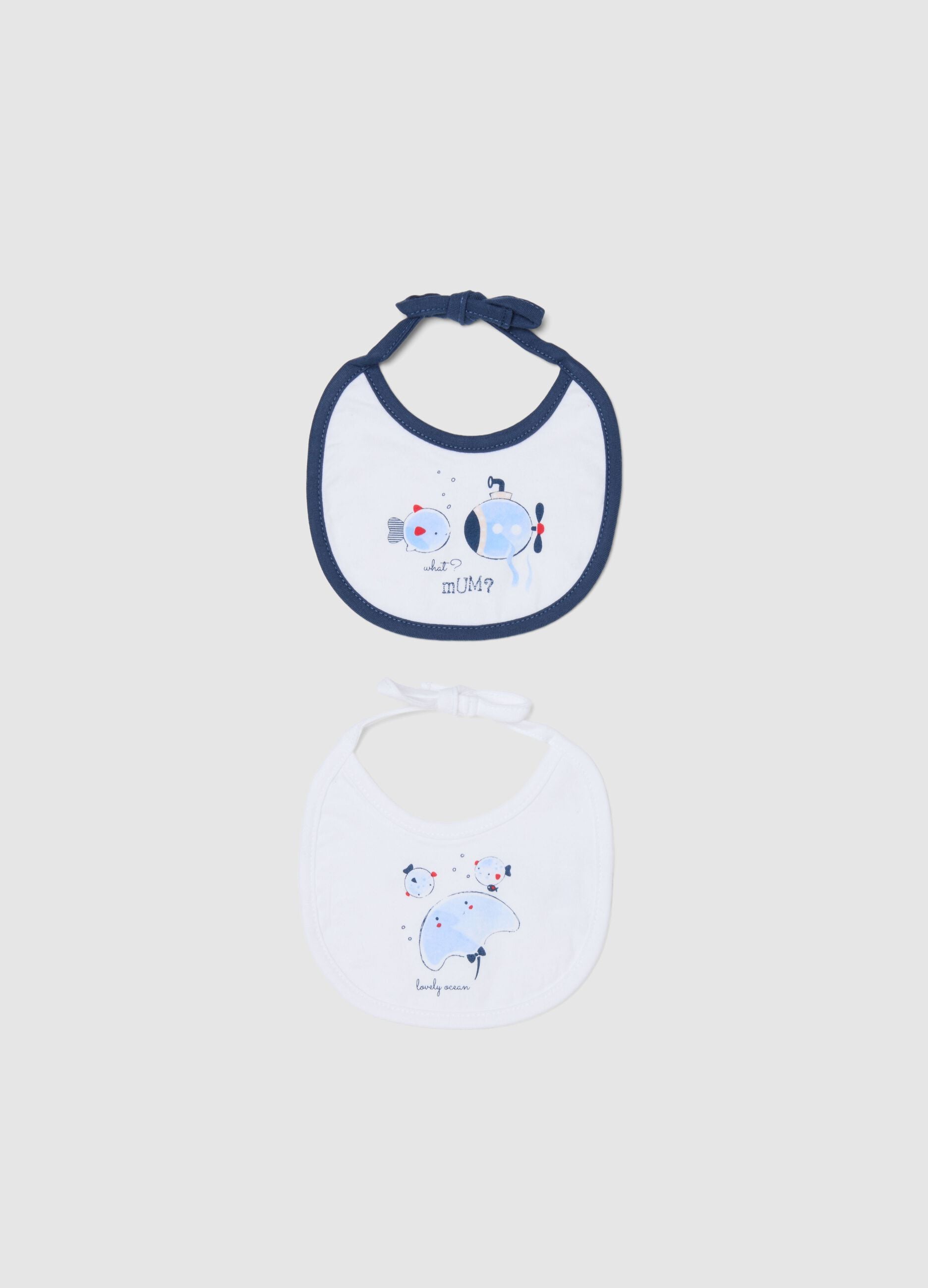 Twin pack of multicolour pure cotton baby bibs with embroidery