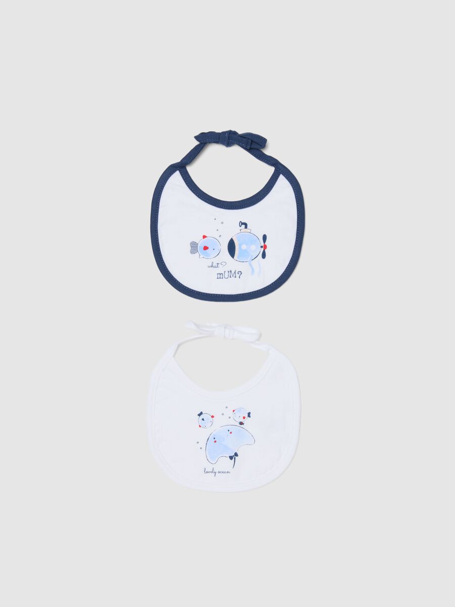 Twin pack of multicolour pure cotton baby bibs with embroidery_0