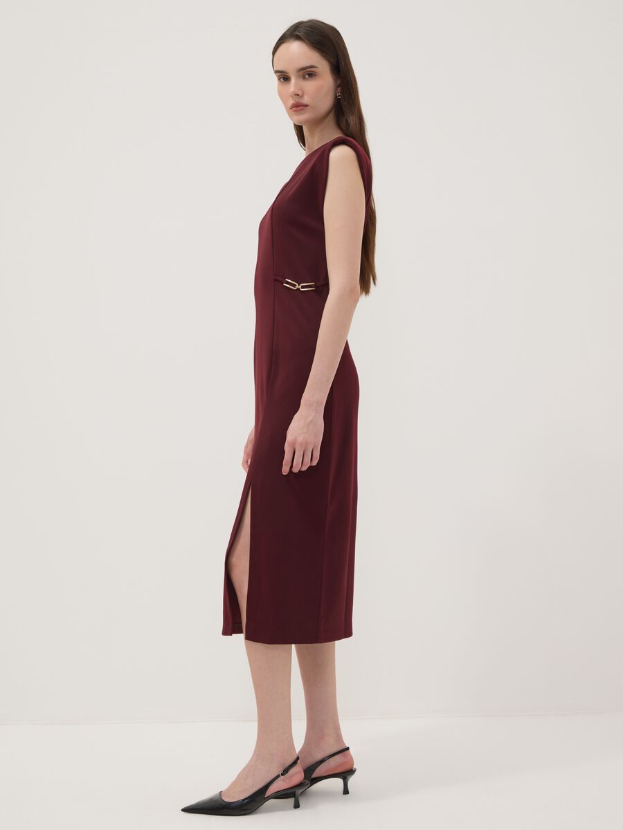 Red midi dress in stretch fabric, slim fit_2