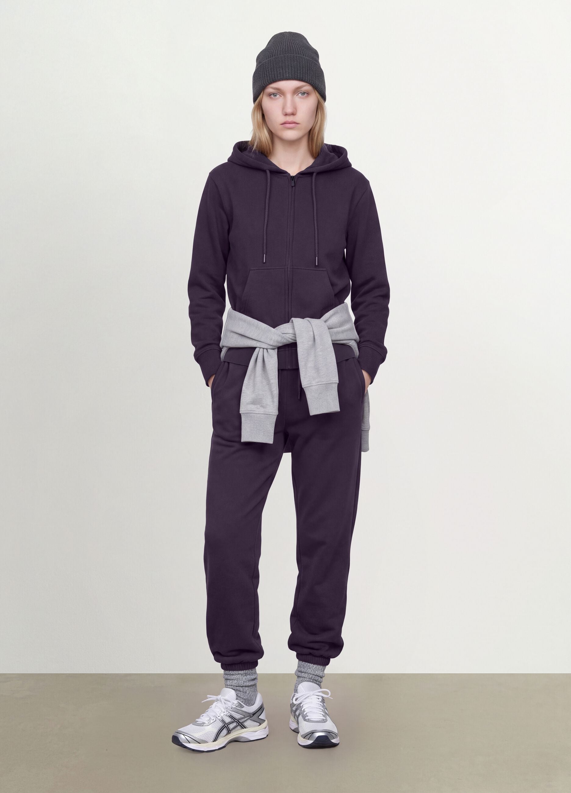Purple cotton-blend regular-fit hoodie
