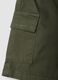 Green pure cotton cargo shorts for boys, regular fit_3