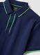 Blue short-sleeved polo in stretch cotton_5