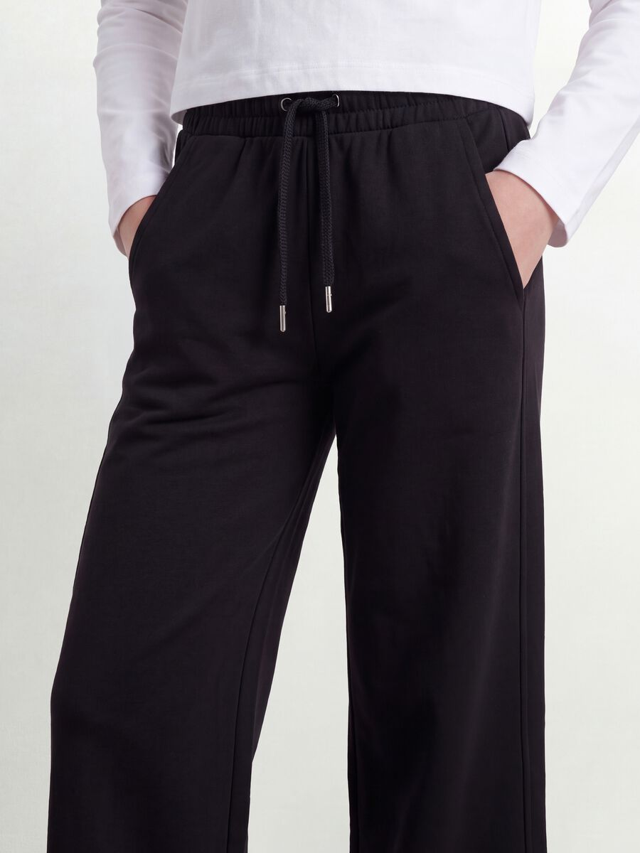 Pantaloni neri culotte in puro cotone organico per ragazza_3