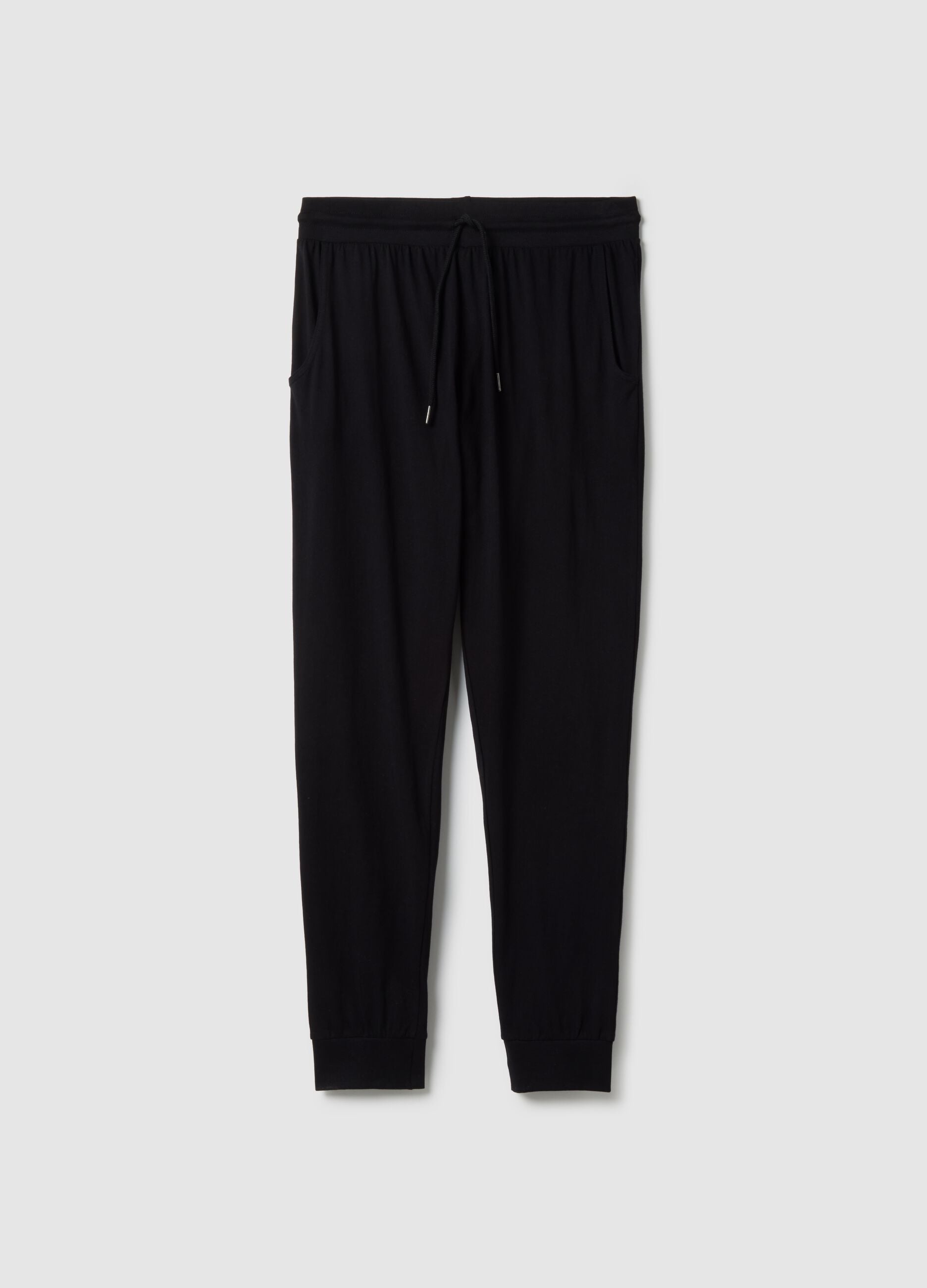 Black pure cotton pyjama trousers regular fit