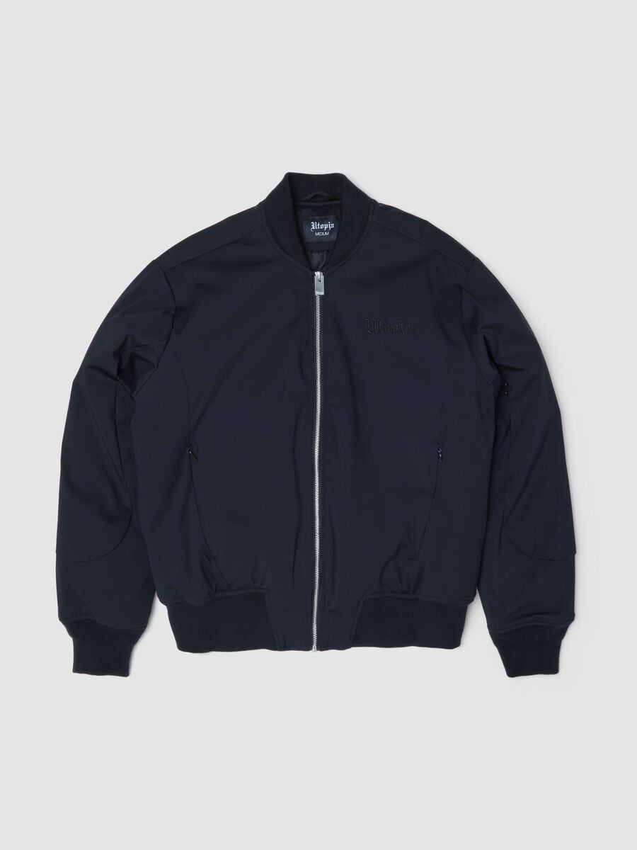 Black Nylon Bomber Jacket_0