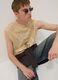 Beige pure cotton tank top with front print_0