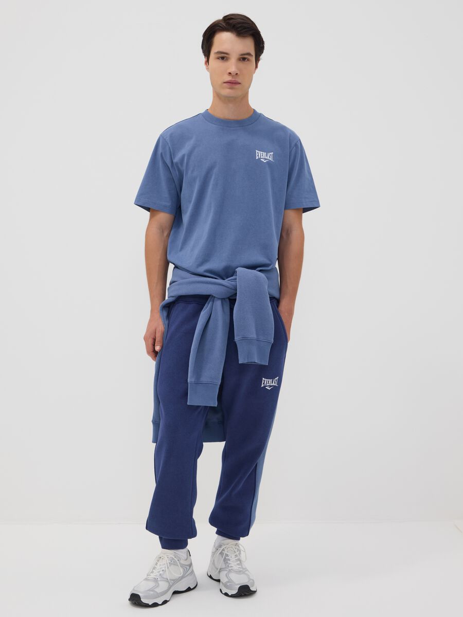 Blue pure cotton short-sleeve logo T-shirt_1