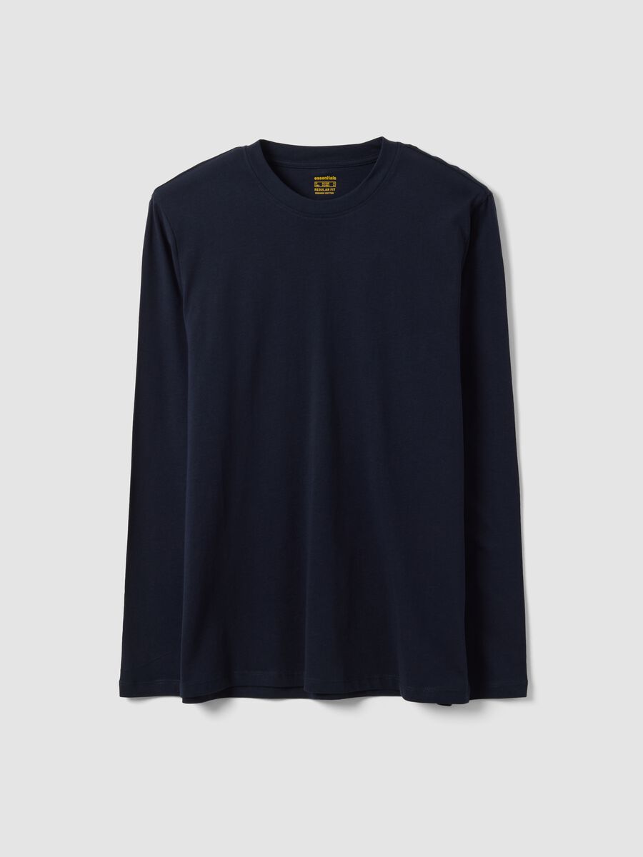 Men&rsquo;s Blue Long-Sleeve Crew-Neck T-shirt in 100% Organic Cotton_4
