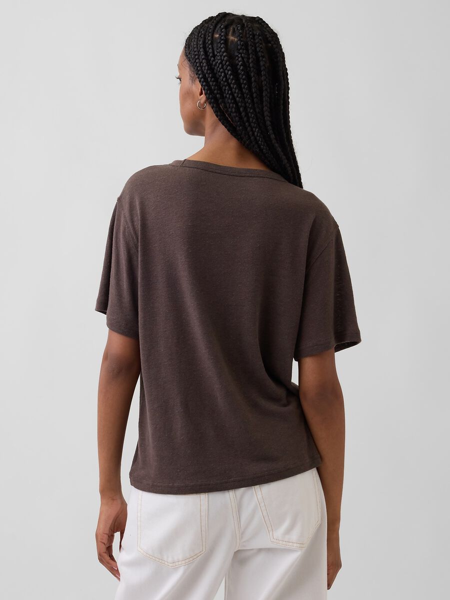T-shirt a maniche corte in misto lino_1