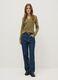 Green long-sleeve polo with V-neck in pure cotton regular fit_1