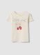 Beige pure cotton regular fit t-shirt with print for girls_0