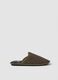Brown slip-on house slippers with checked lining_0