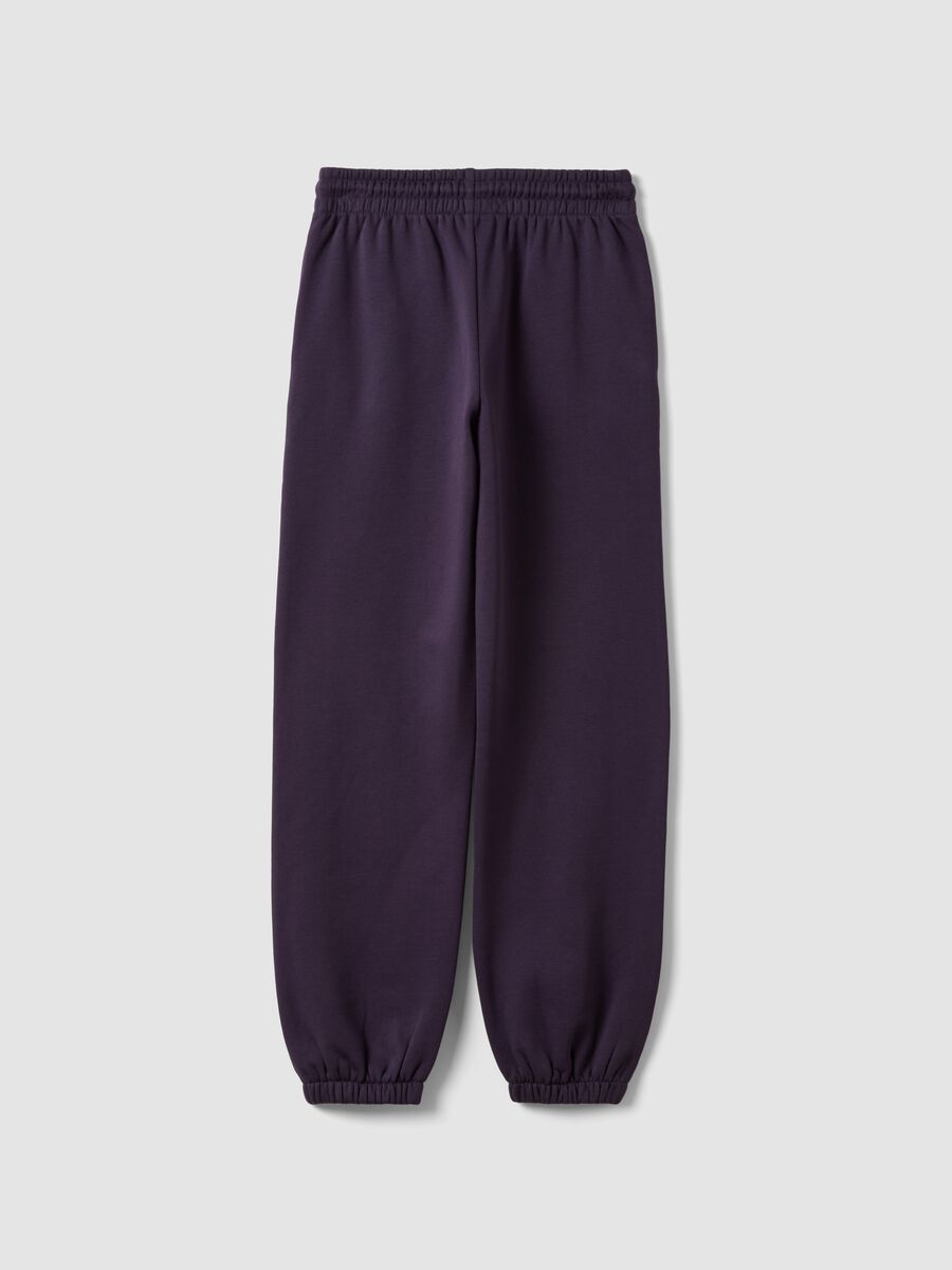Pantaloni jogger viola in misto cotone con vita elasticizzata regular fit_5