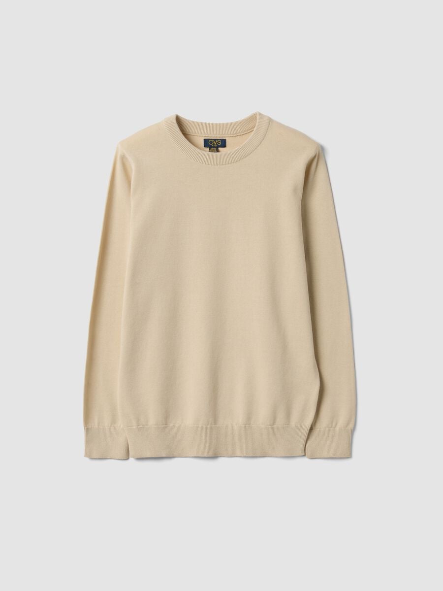 Maglia beige in puro cotone a maniche lunghe regular fit per ragazzo_3