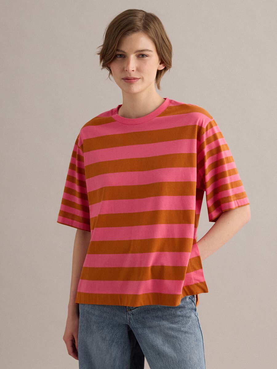 Pink striped pure cotton T-shirt_1