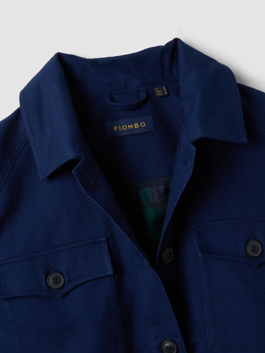 Blue pure cotton regular-fit shacket_5