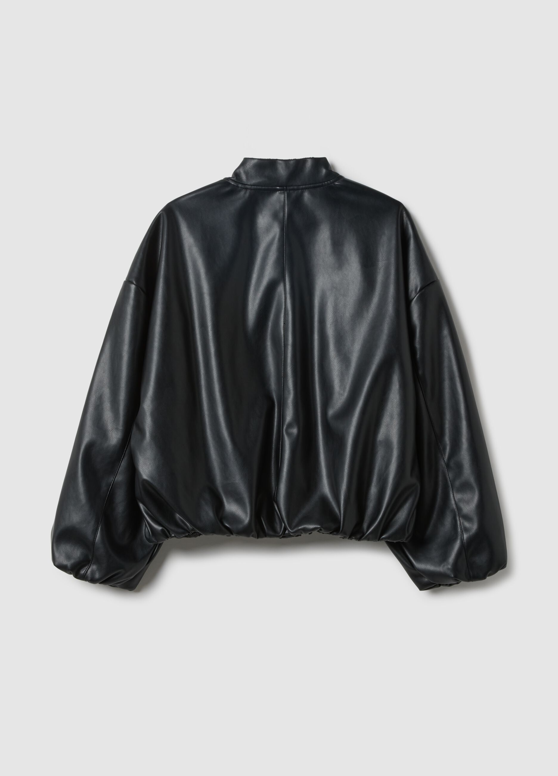 Girls' black bomber jacket with oversized fit