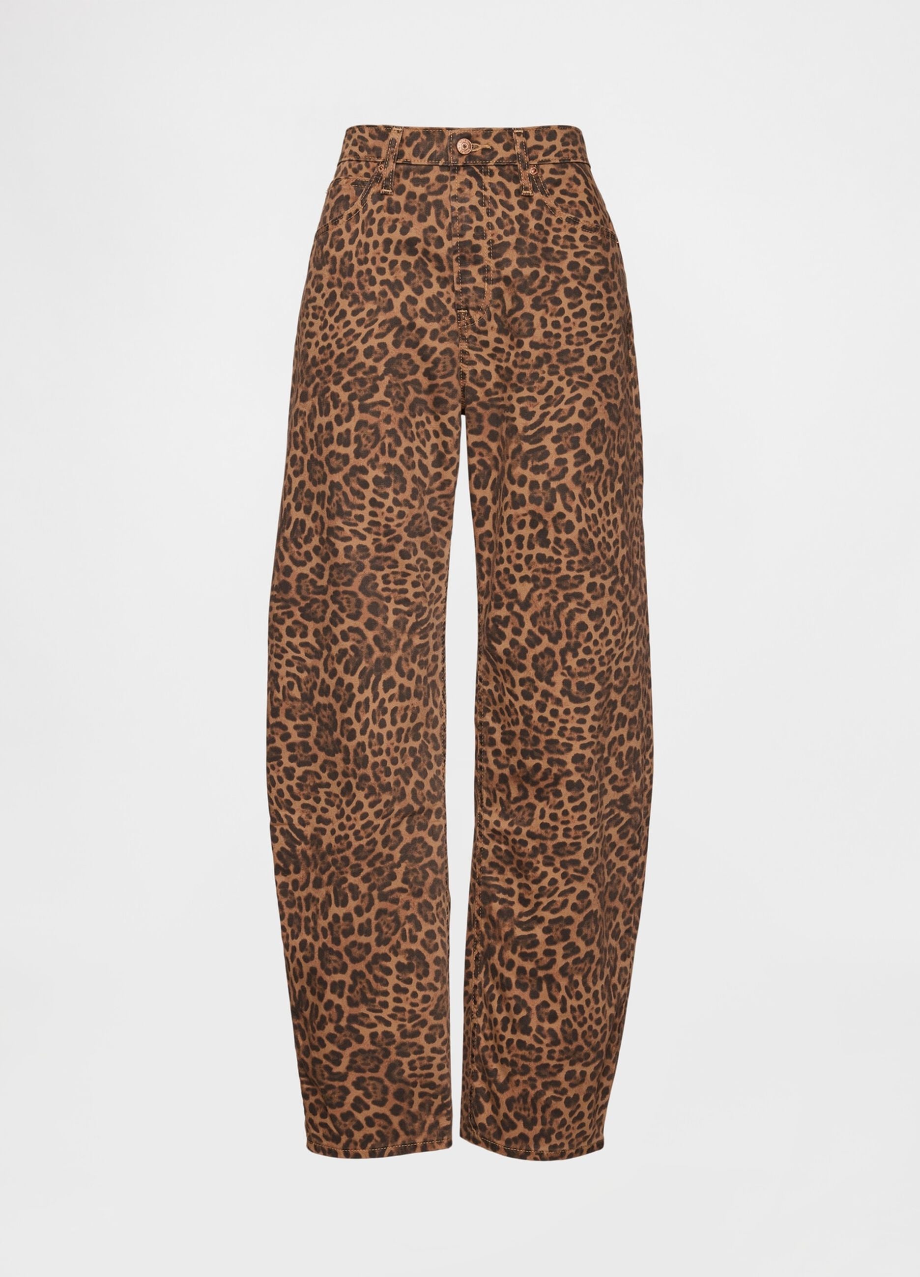 Brown Leopard Print Cotton Trousers