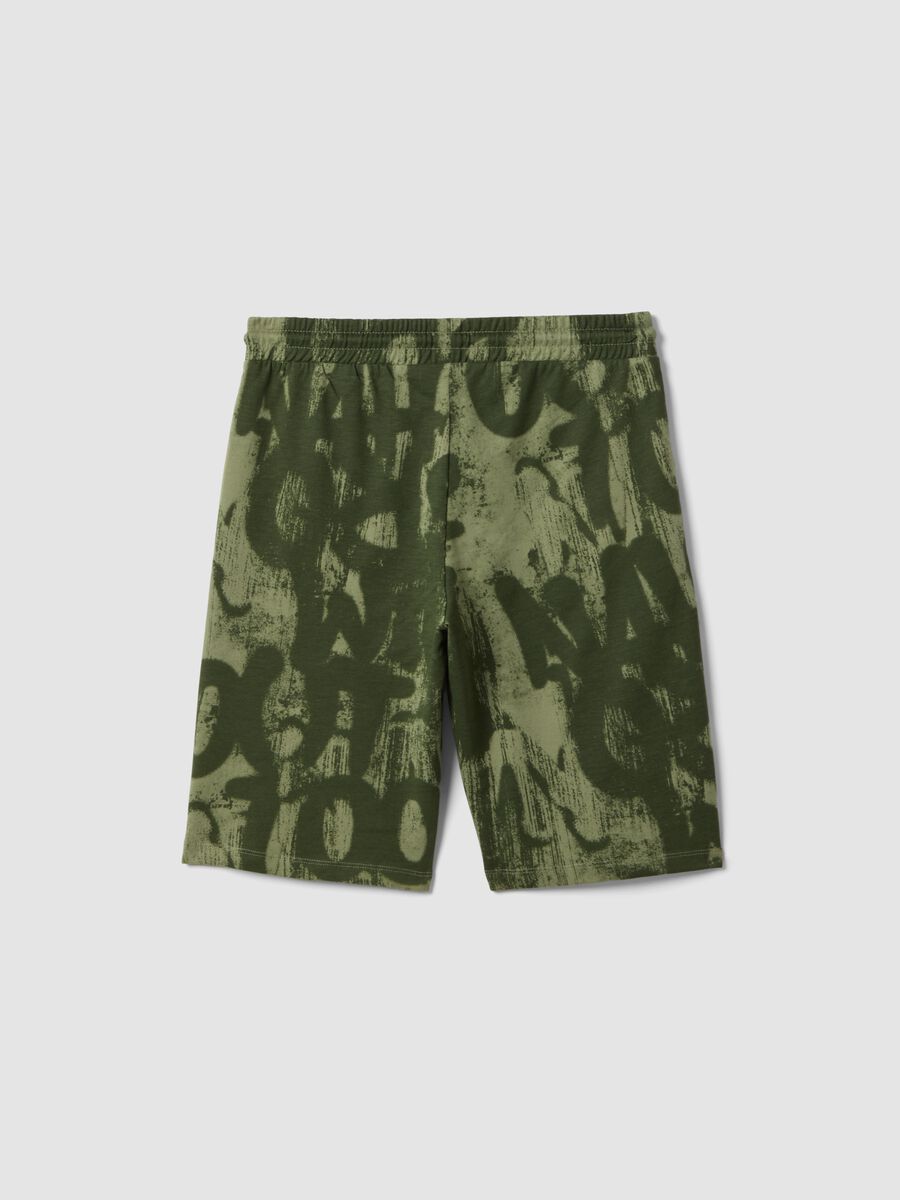 Shorts in puro cotone con stampa verde da ragazzo regular fit_4