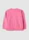 Pink cotton-blend sweatshirt with crew neck, rainbow print and floral details_1