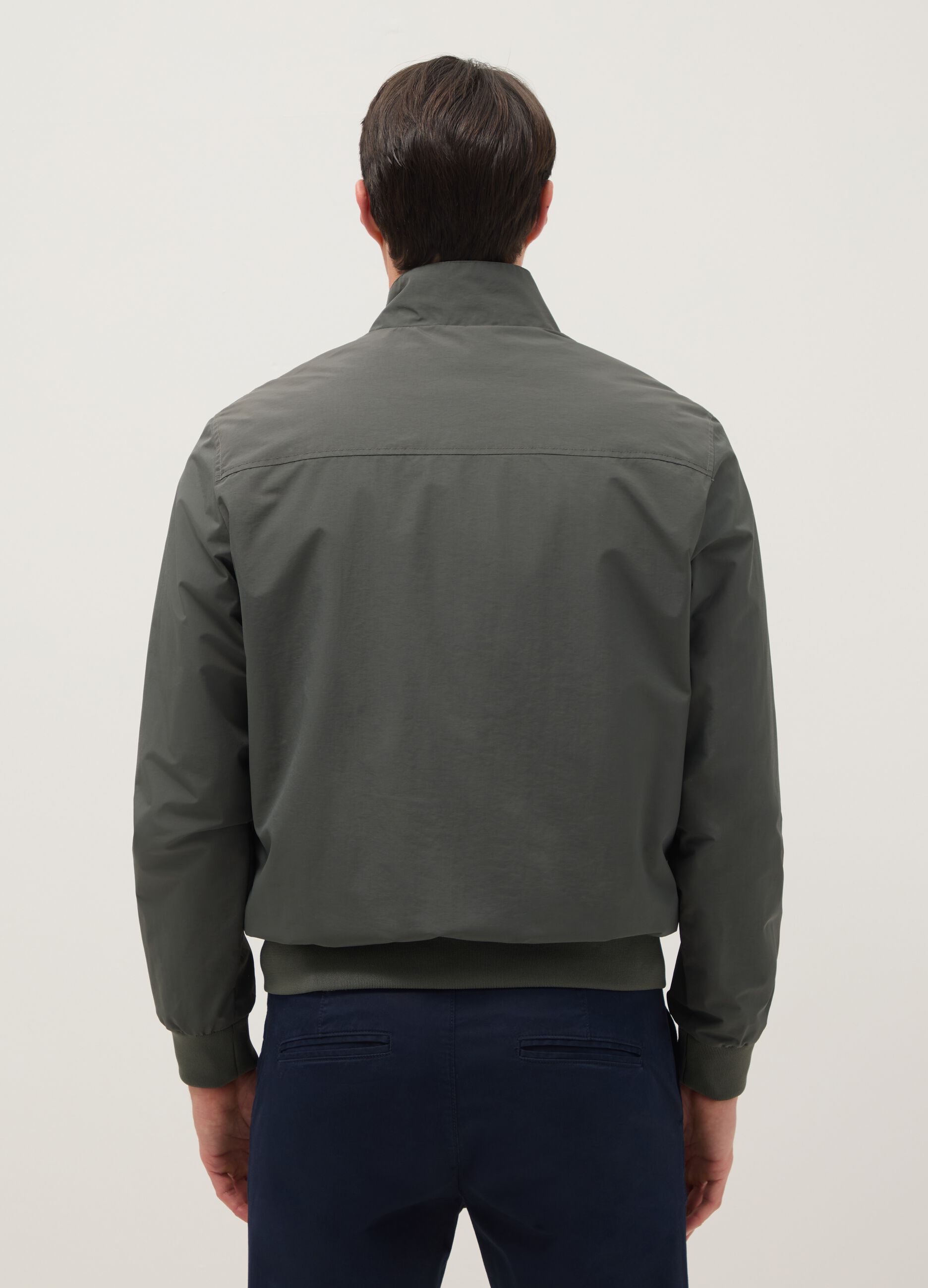 Regular fit green bomber jacket with zip