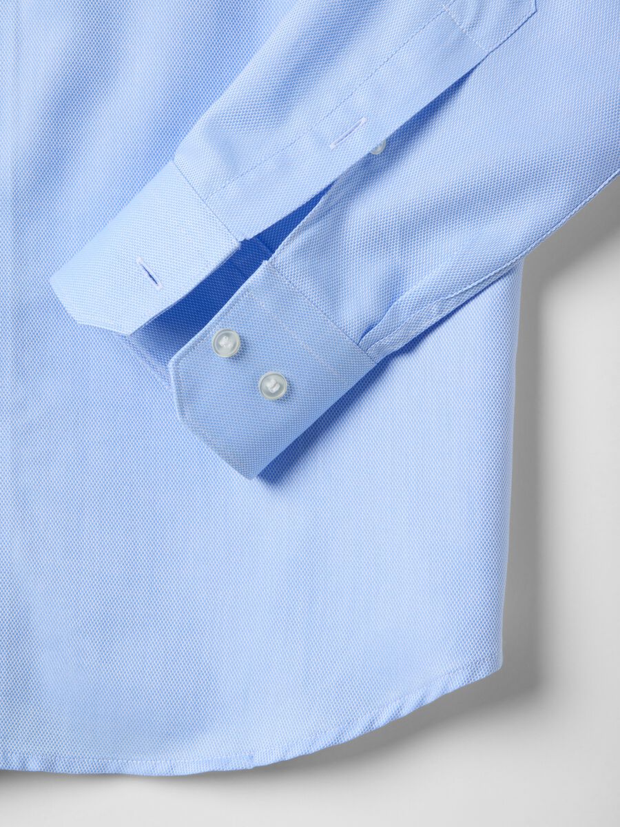 Camicia in puro cotone azzurra slim fit_5