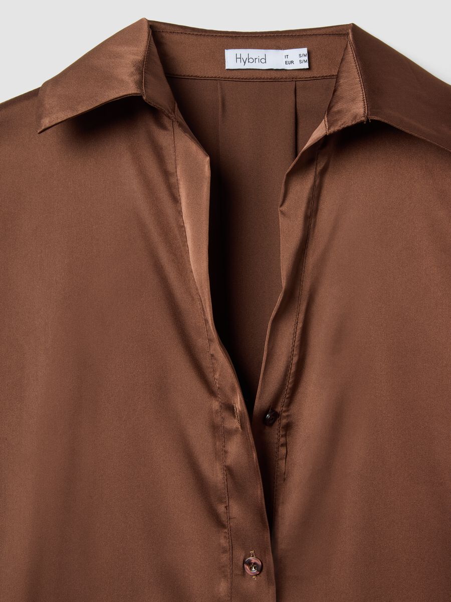 Brown Satin Regular Fit Blouse_5