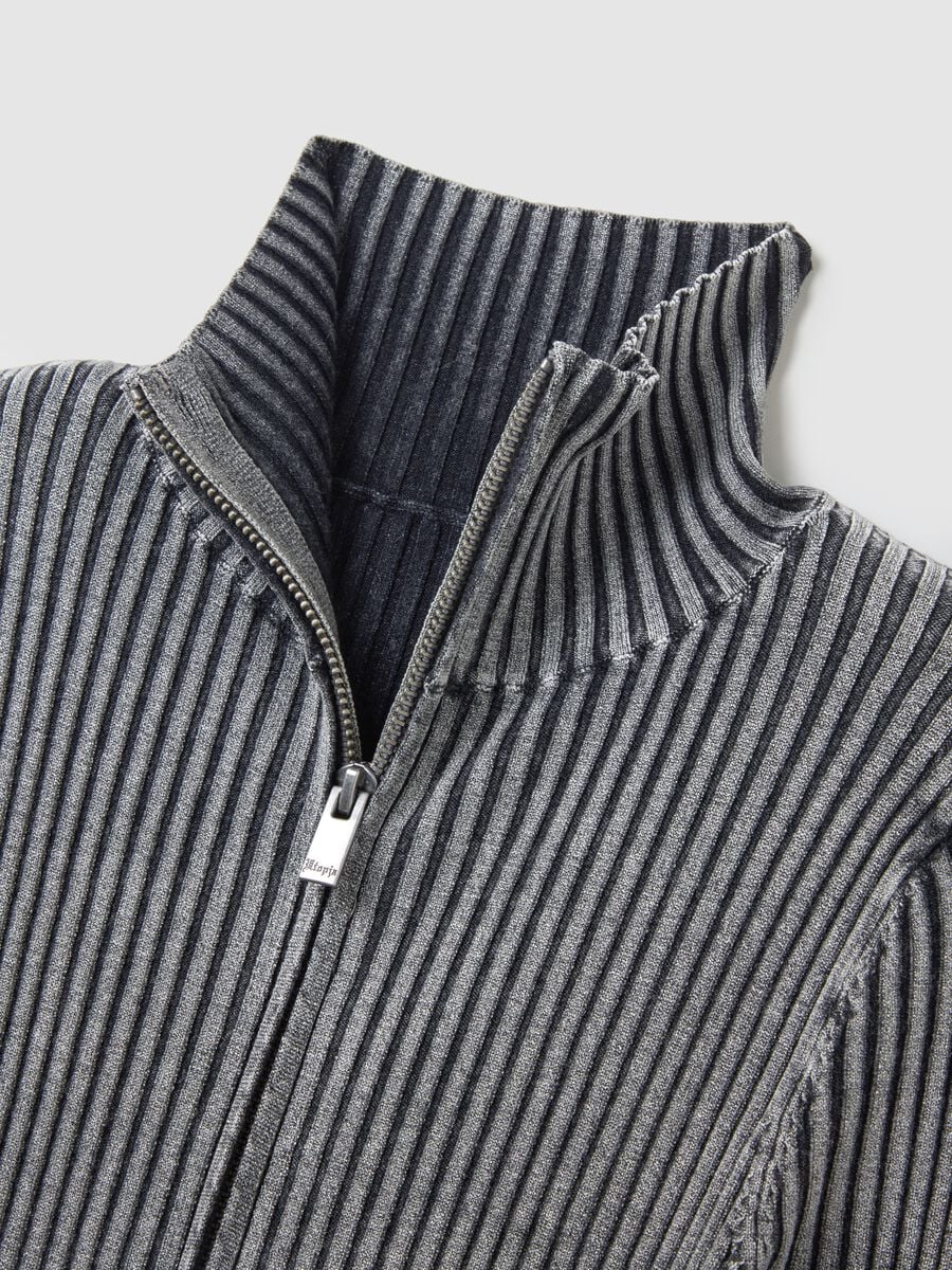 Full-Zip Ribbed Knit Vintage Grey_6