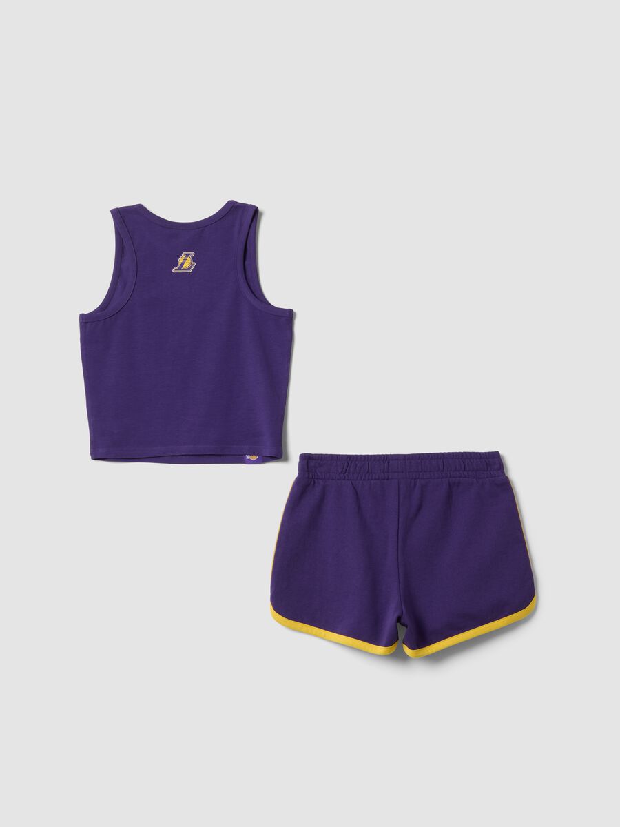 Completo viola in cotone elasticizzato con top e shorts_4