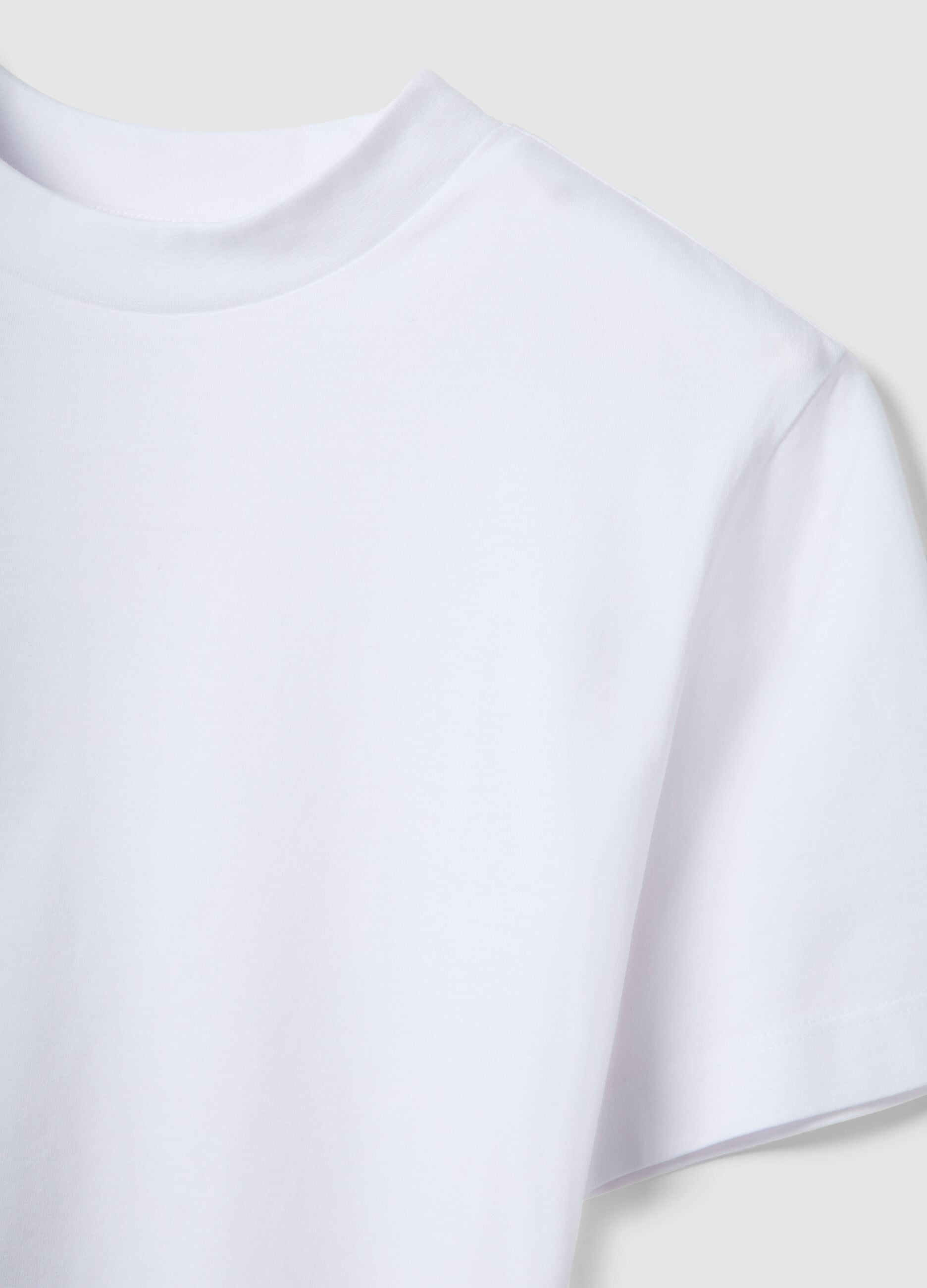 White crew neck pure cotton t-shirt regular fit