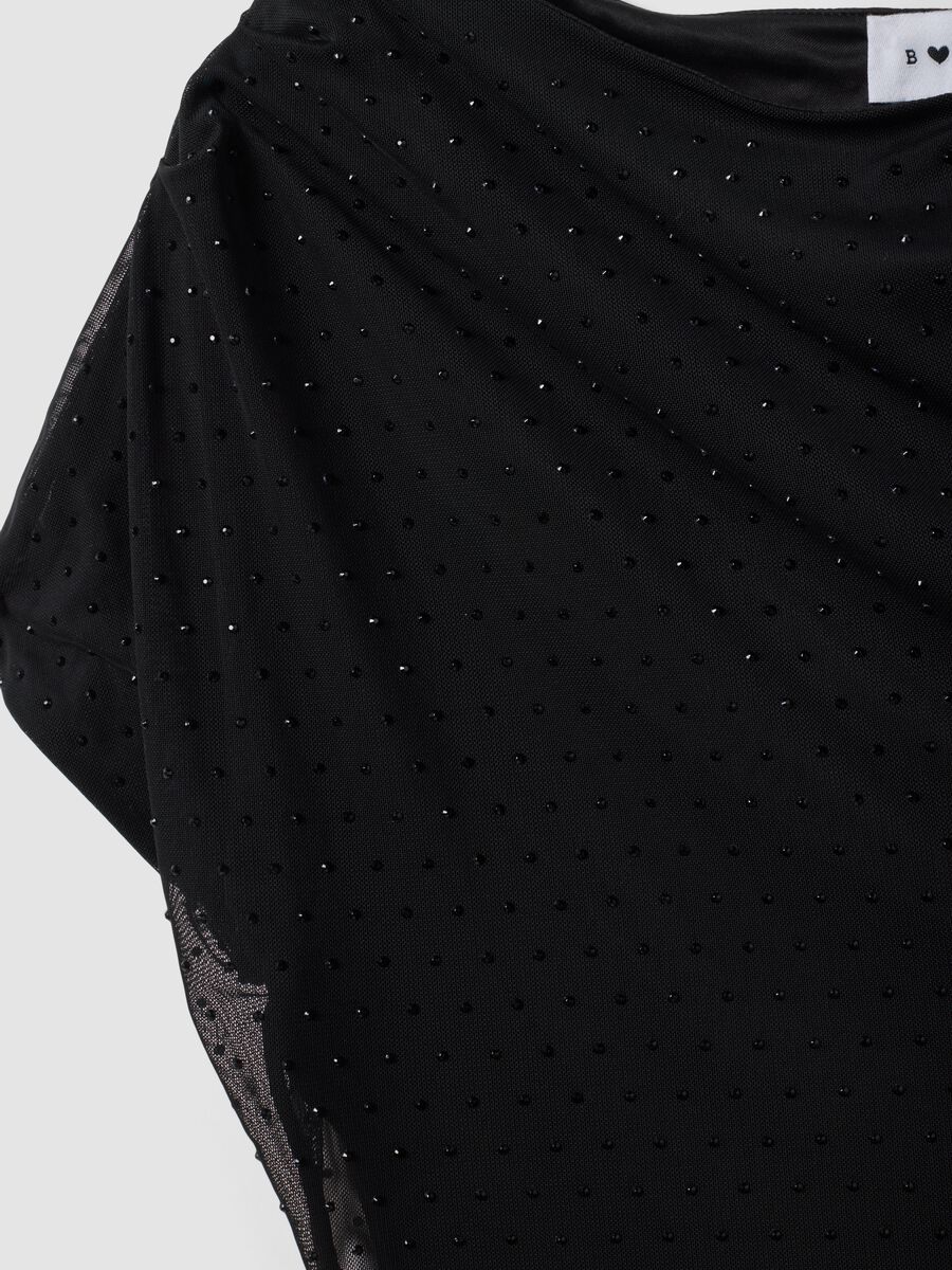 Black stretch dress with draped detail, regular fit_5