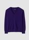 Purple pure wool jumper with deep V-neck_0