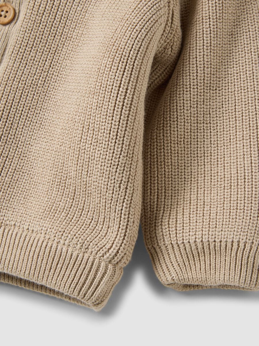 Beige organic cotton hooded jacket for babies_3
