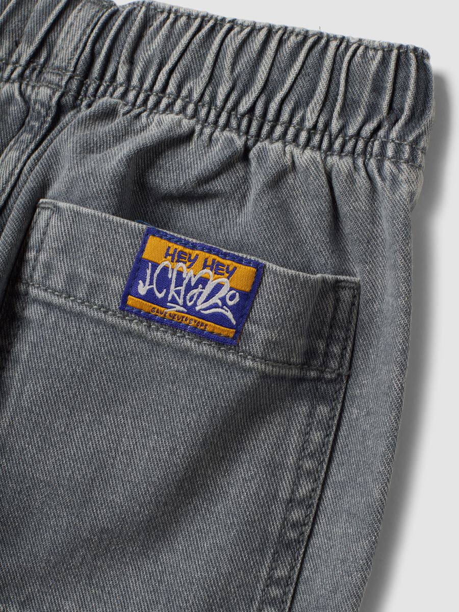 Grey pure cotton jogger jeans with elasticated waist, relaxed fit for boys_3
