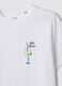 White pure cotton T-shirt with print, regular fit_5