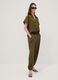 Green pure viscose trousers with elasticated cuffs, regular fit_0