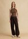 Brown viscose blend fitted tank top_1
