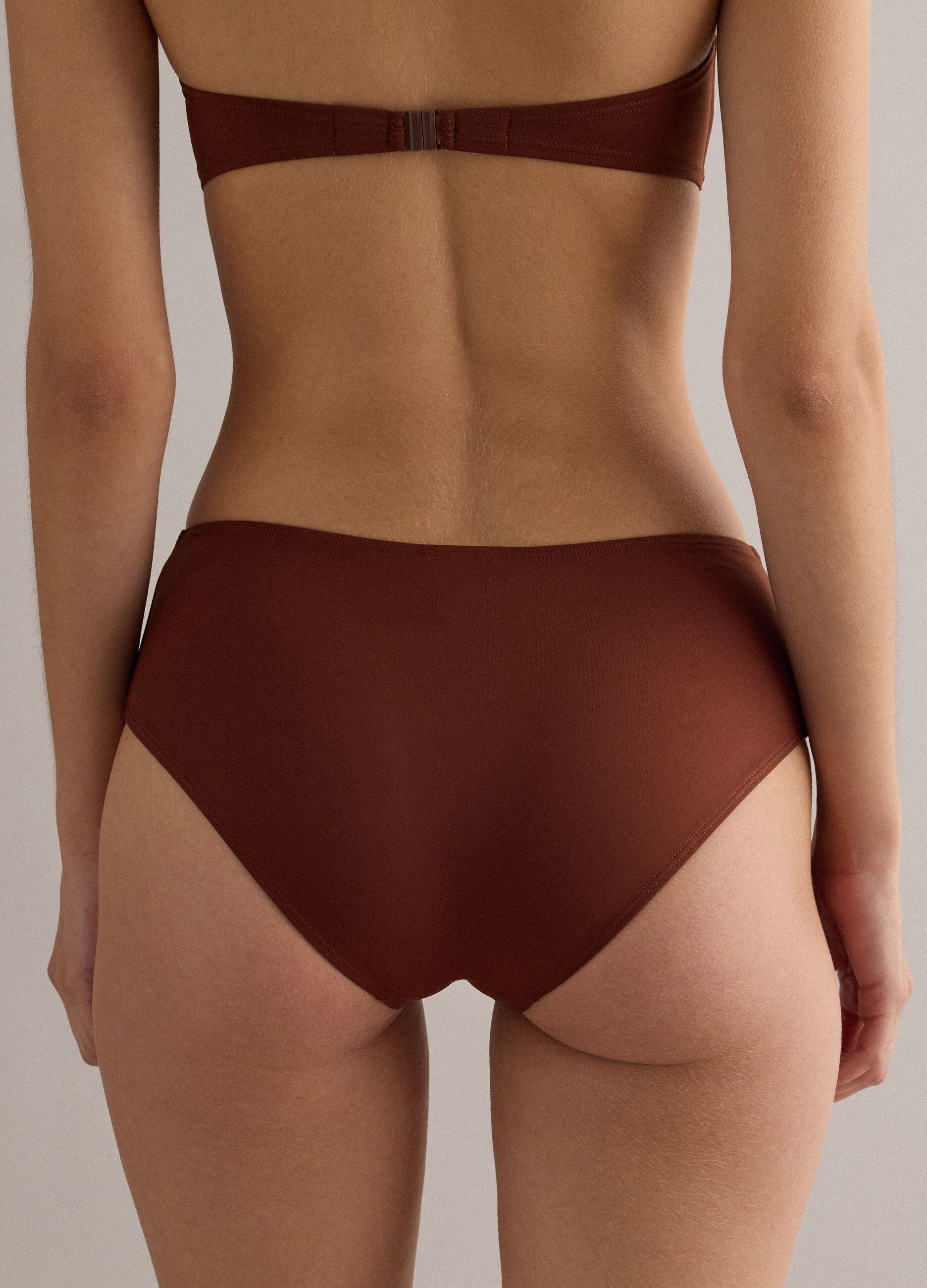 Brown stretch-fabric bikini bottoms