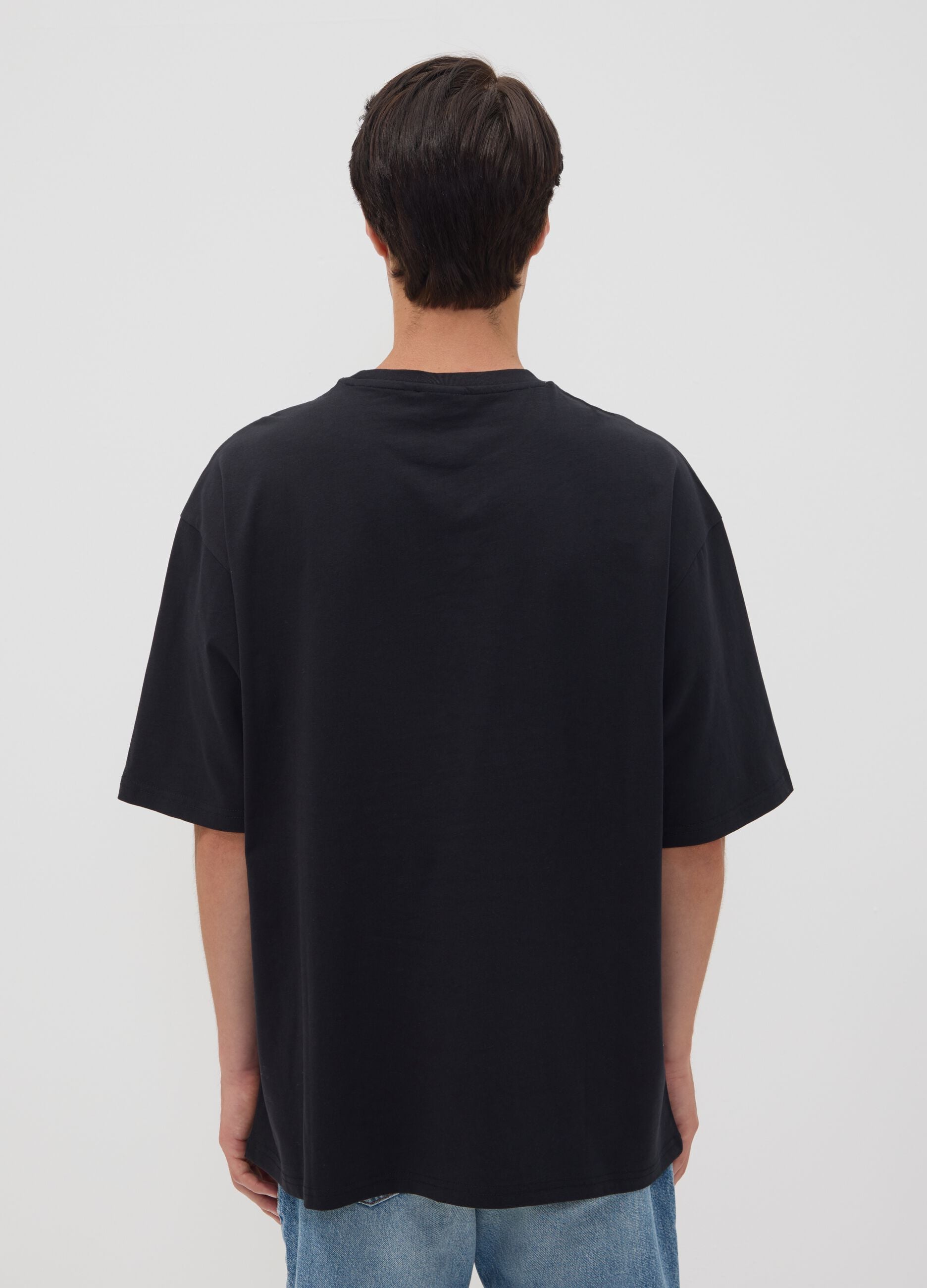 Black pure cotton T-shirt with New York Knicks print