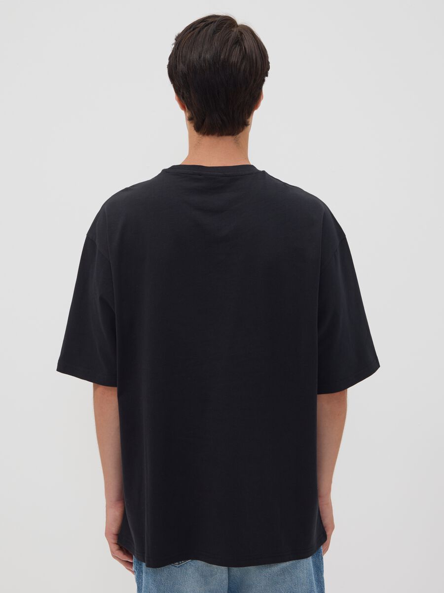Black pure cotton T-shirt with New York Knicks print_3
